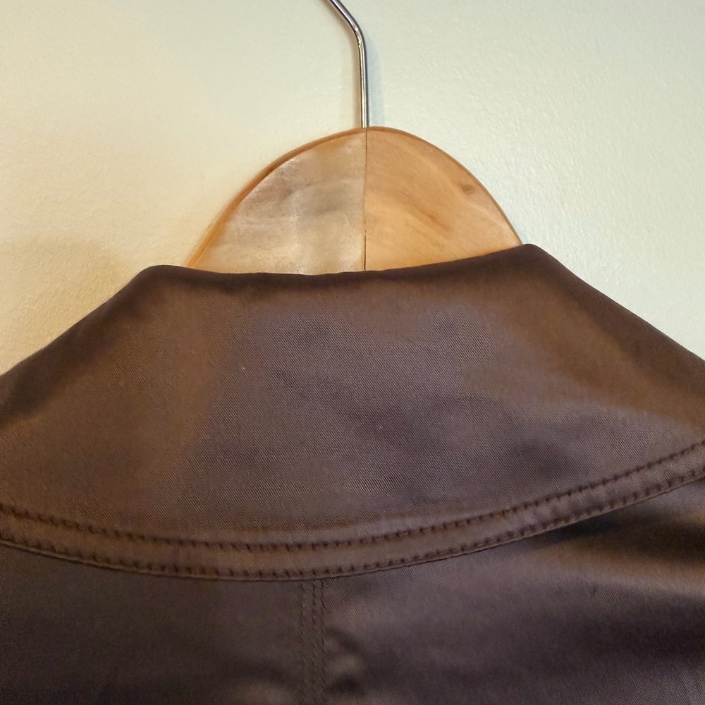 Chocolate Brown Trench Coat Satin White House Black Market Brown Size 4 - Picture 11 of 13